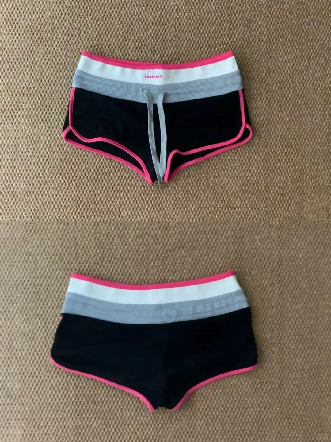 Pink Lace Cami and Black Shorts Y2K Two Pieces Sets