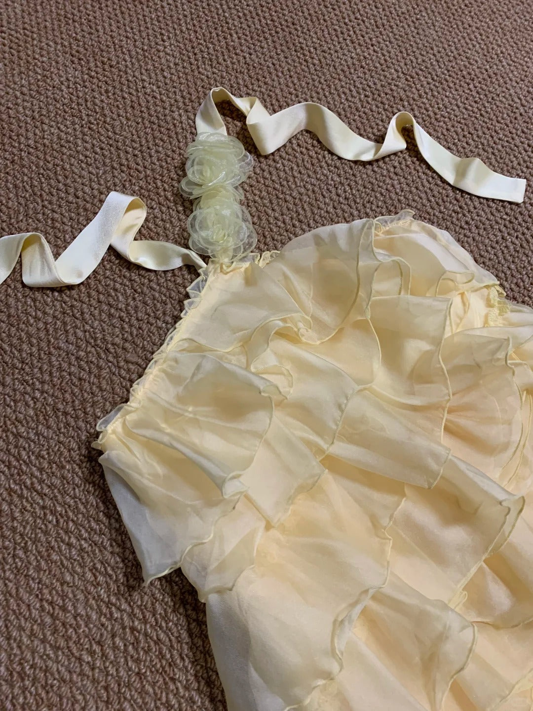 Light Yellow Halter Ruffle Maxi Dress Y2K Midi Dress