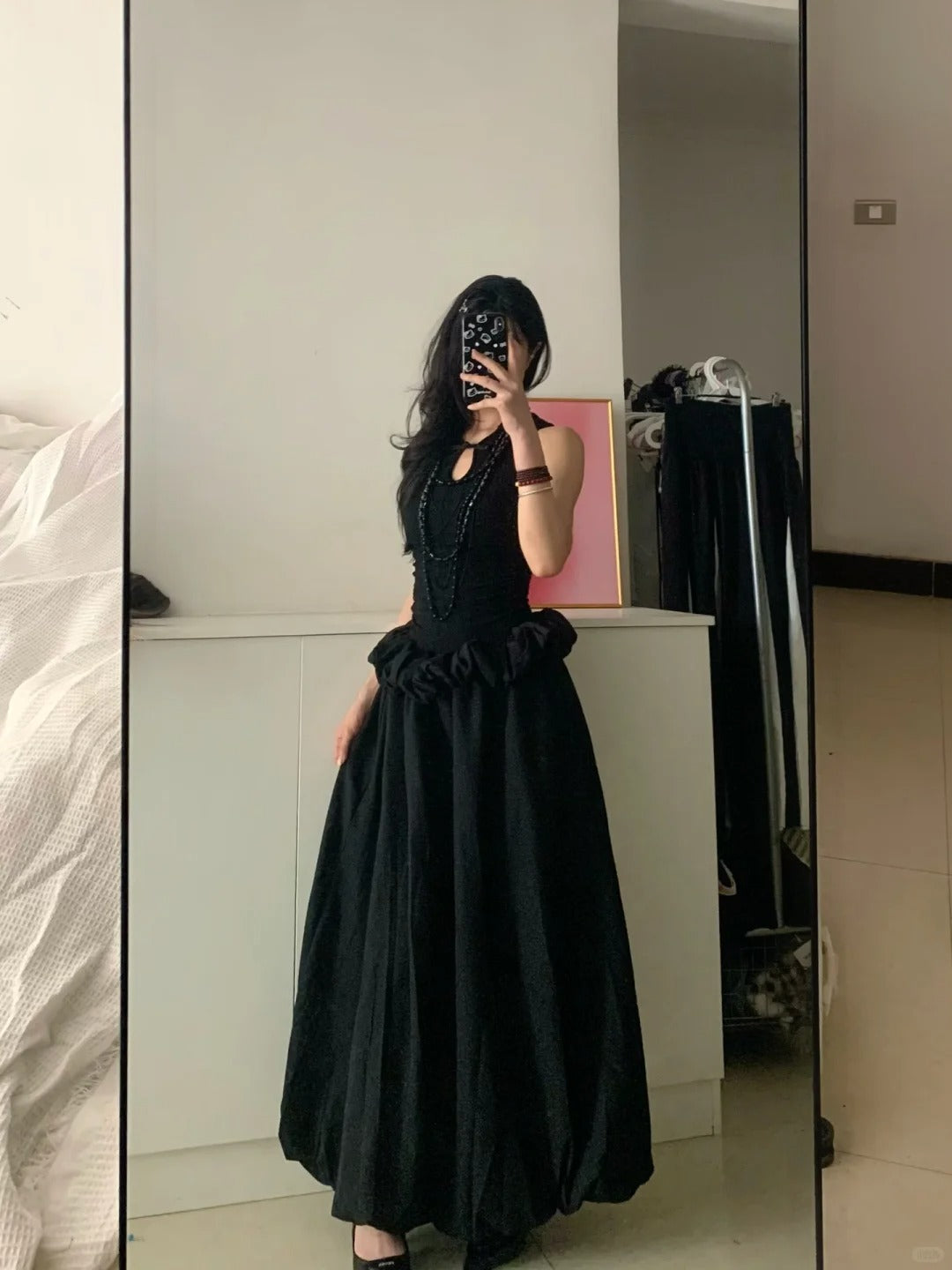 Black Tank and Puffy Skirt Y2K Mini Dress
