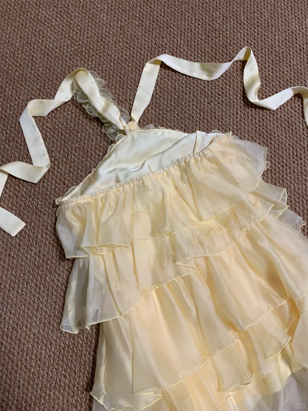 Light Yellow Halter Ruffle Maxi Dress Y2K Midi Dress