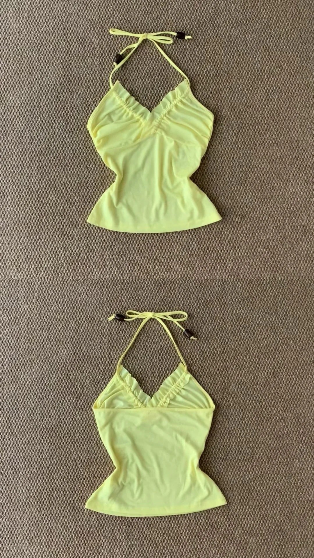 Yellow Halter Top and Floral Maxi Skirt Y2K Two Pieces Sets