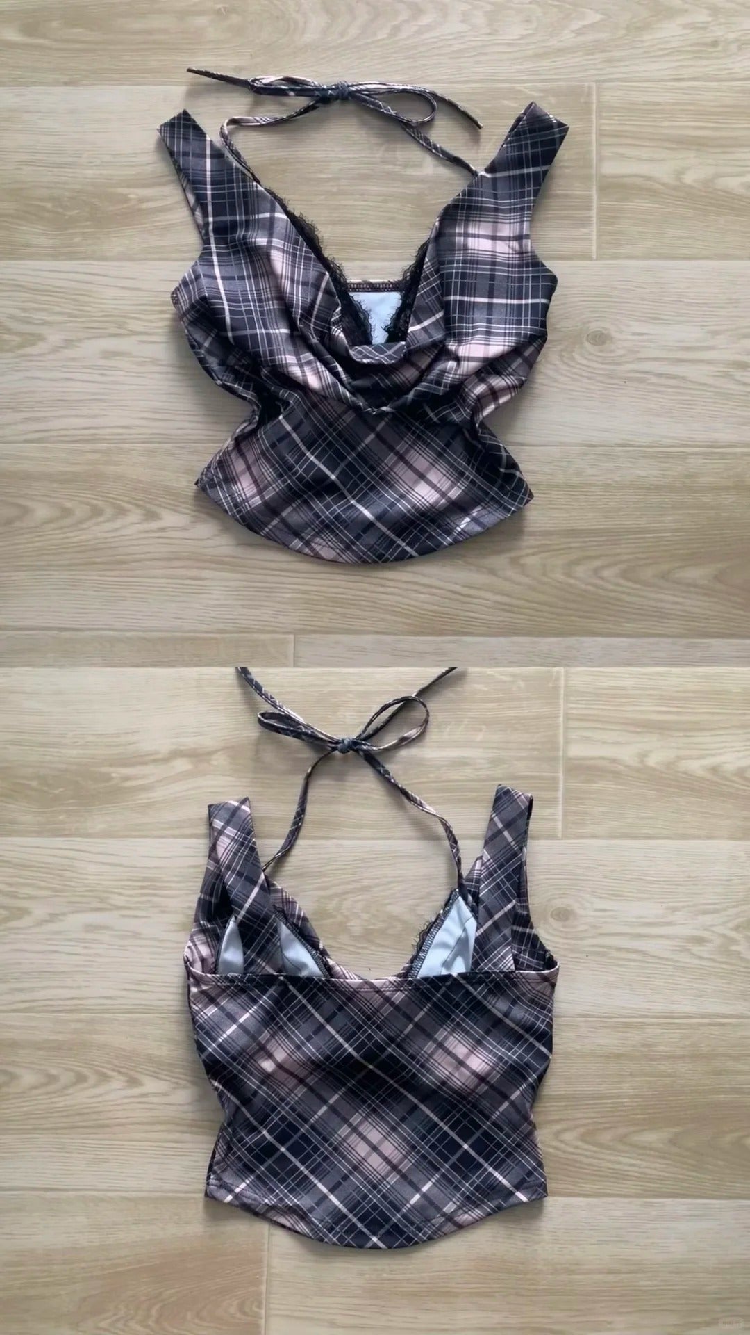 Black White Check Sleeveless Pleated Mini Dress Y2K Mini Dress