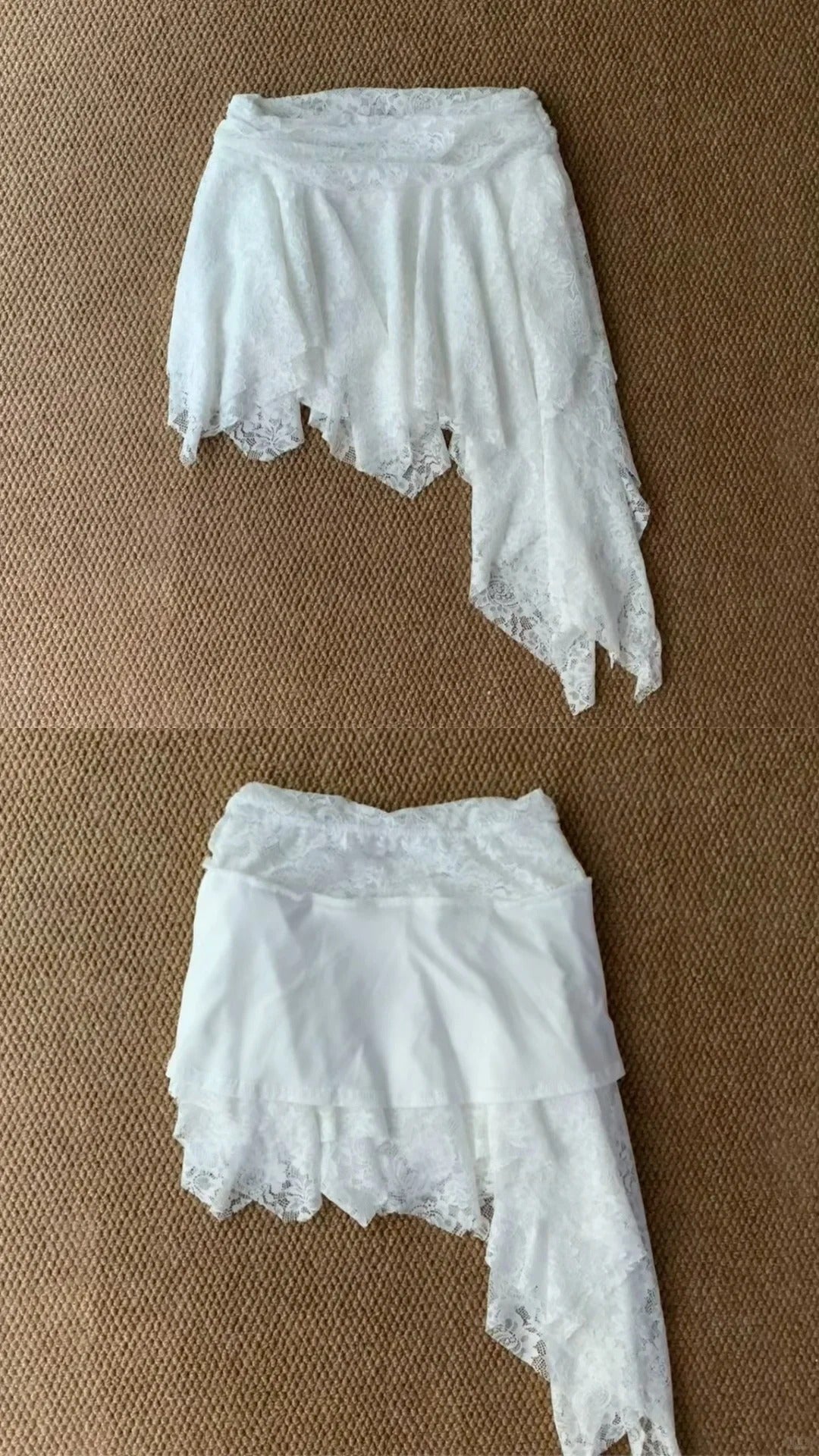 Blue Lace Cami and White Skirt Y2K Two Pieces Sets
