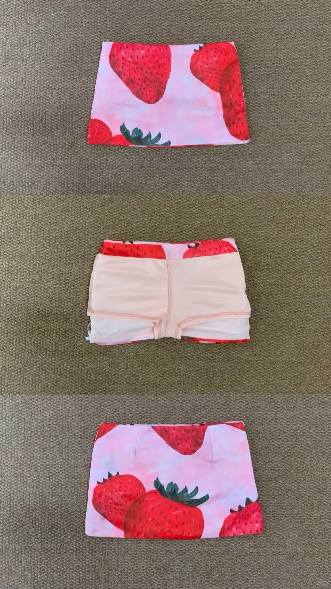Pastel Ruffle Halter Top and Strawberry Mini Skirt Y2K Two Pieces Sets