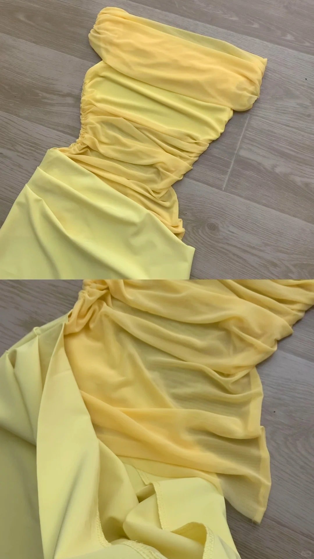 Yellow One Shoulder Maxi Dress with Mesh Y2K Midi Dress