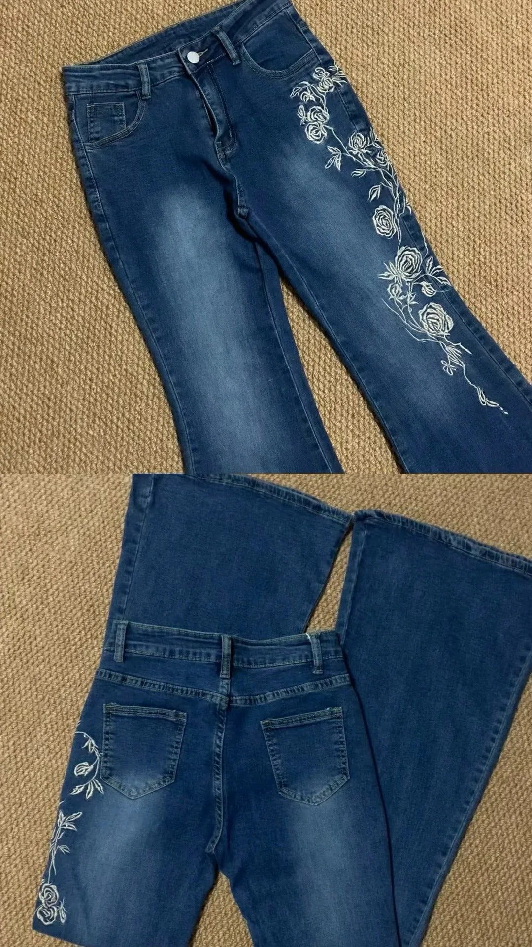 Pink Lace Cami and Embroidered Jeans Y2K Two Pieces Sets