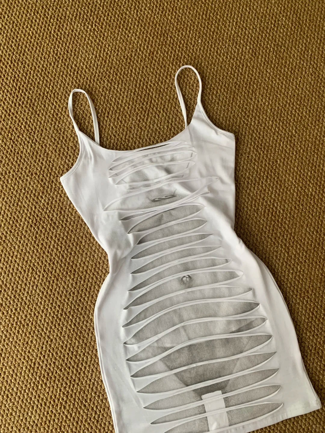 White Body Print Tight Mini Dress Y2K Mini Dress