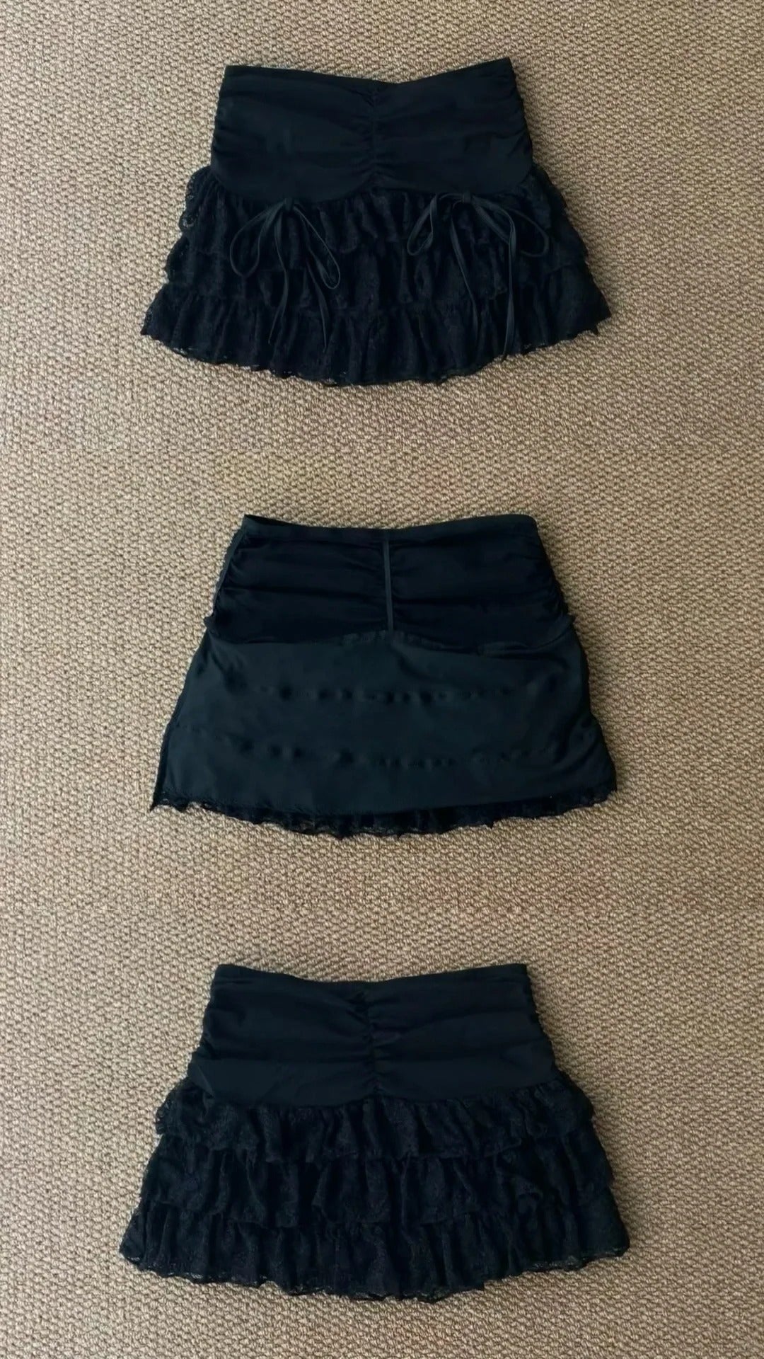 Black One Shoulder Lace Ruffle Mini Dress Y2K Mini Dress