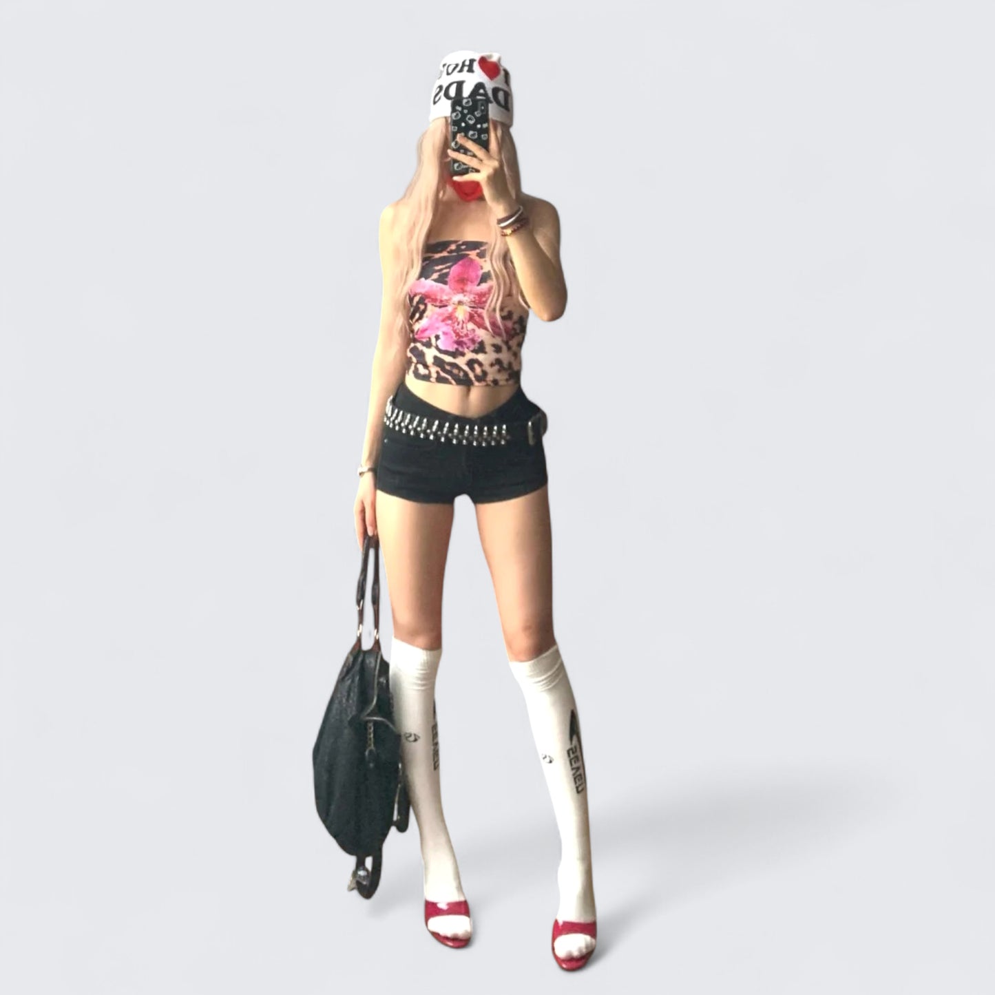 Y2k Floral Strapless Crop Top and Black Shorts Two Pieces Sets