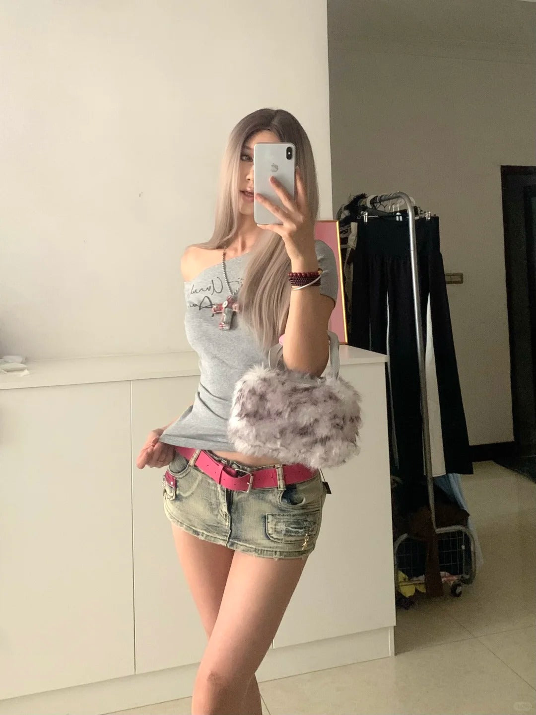 Letter Print Tee and Light Denim Shorts Y2K Two Pieces Sets