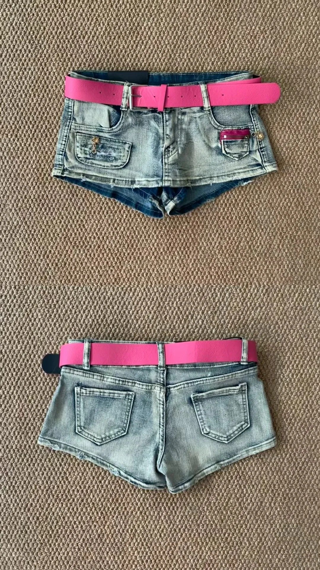 Letter Print Tee and Light Denim Shorts Y2K Two Pieces Sets