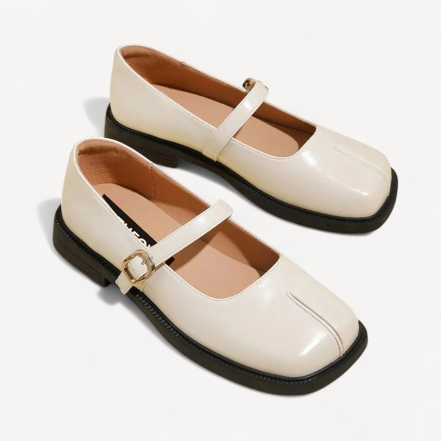 Black Leather Mary Jane Faux Split-Toe Tabi