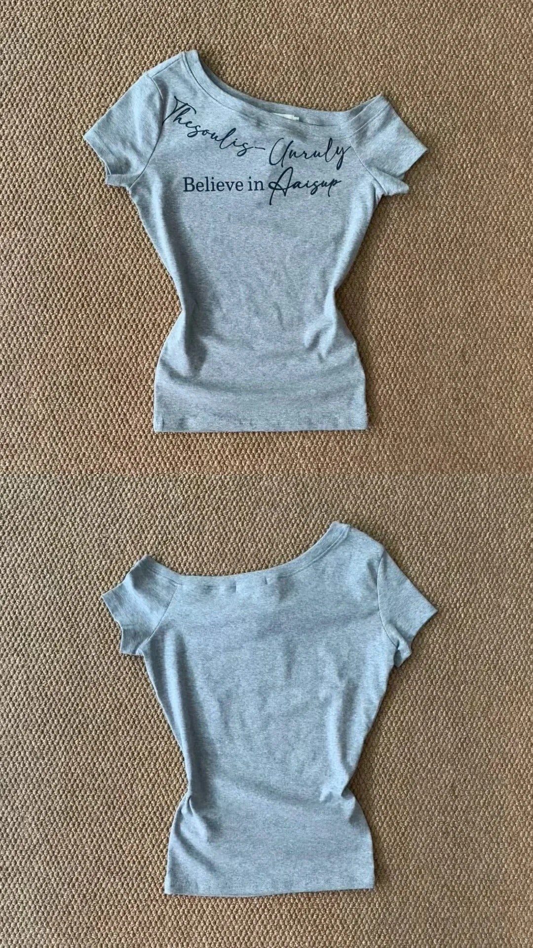 Letter Print Tee and Light Denim Shorts Y2K Two Pieces Sets