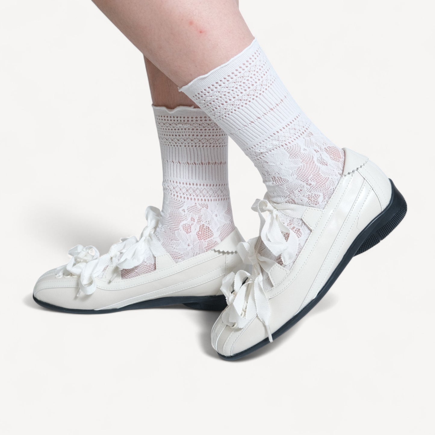 White Lace Bow Balletcore Sneakers Balletsneaker Flats