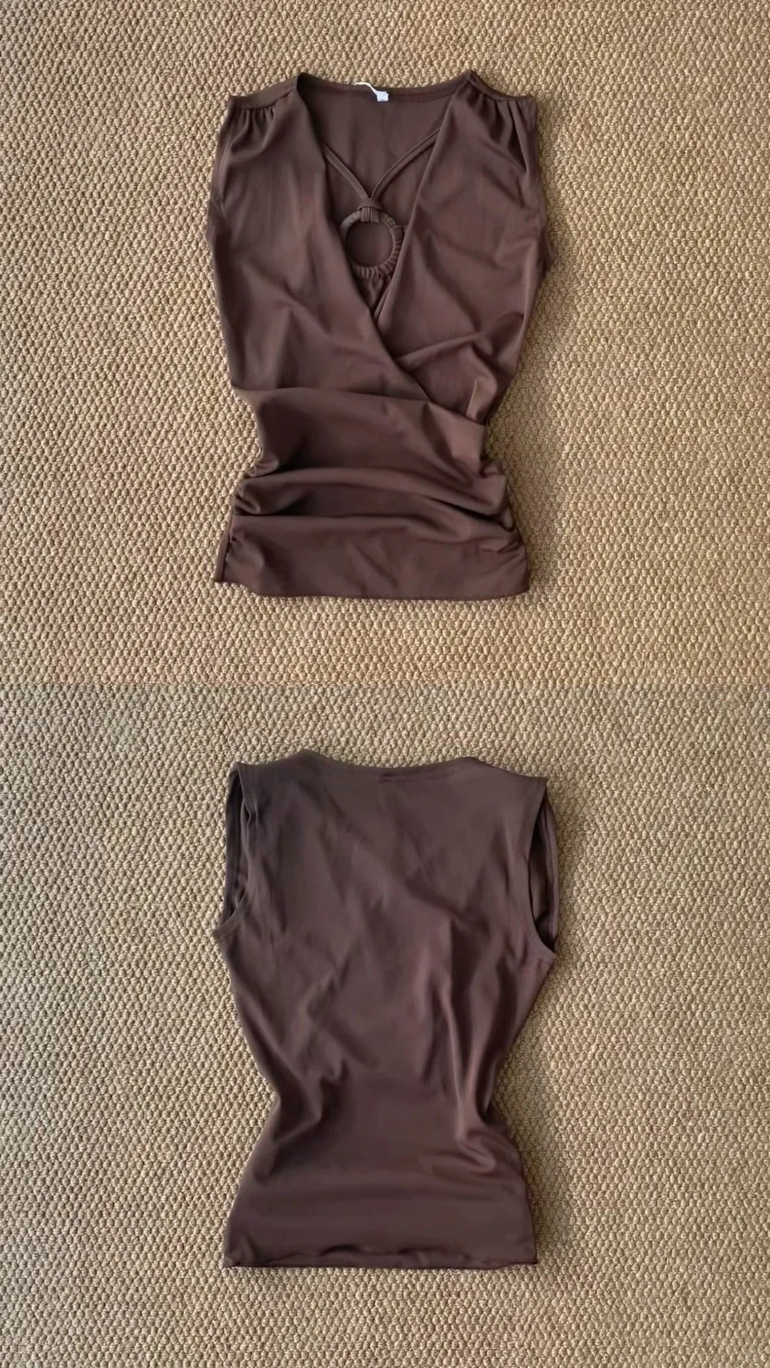 Brown Vest and Colorblock Skirt Y2K two pieces sets