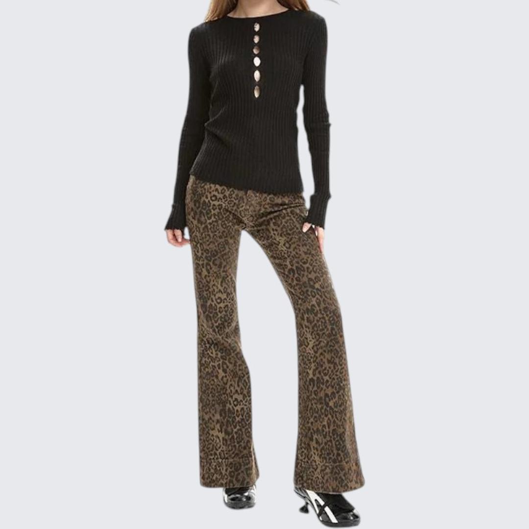 Spring & Autumn Black Hollow-Out Long-Sleeve Knitted Shirt