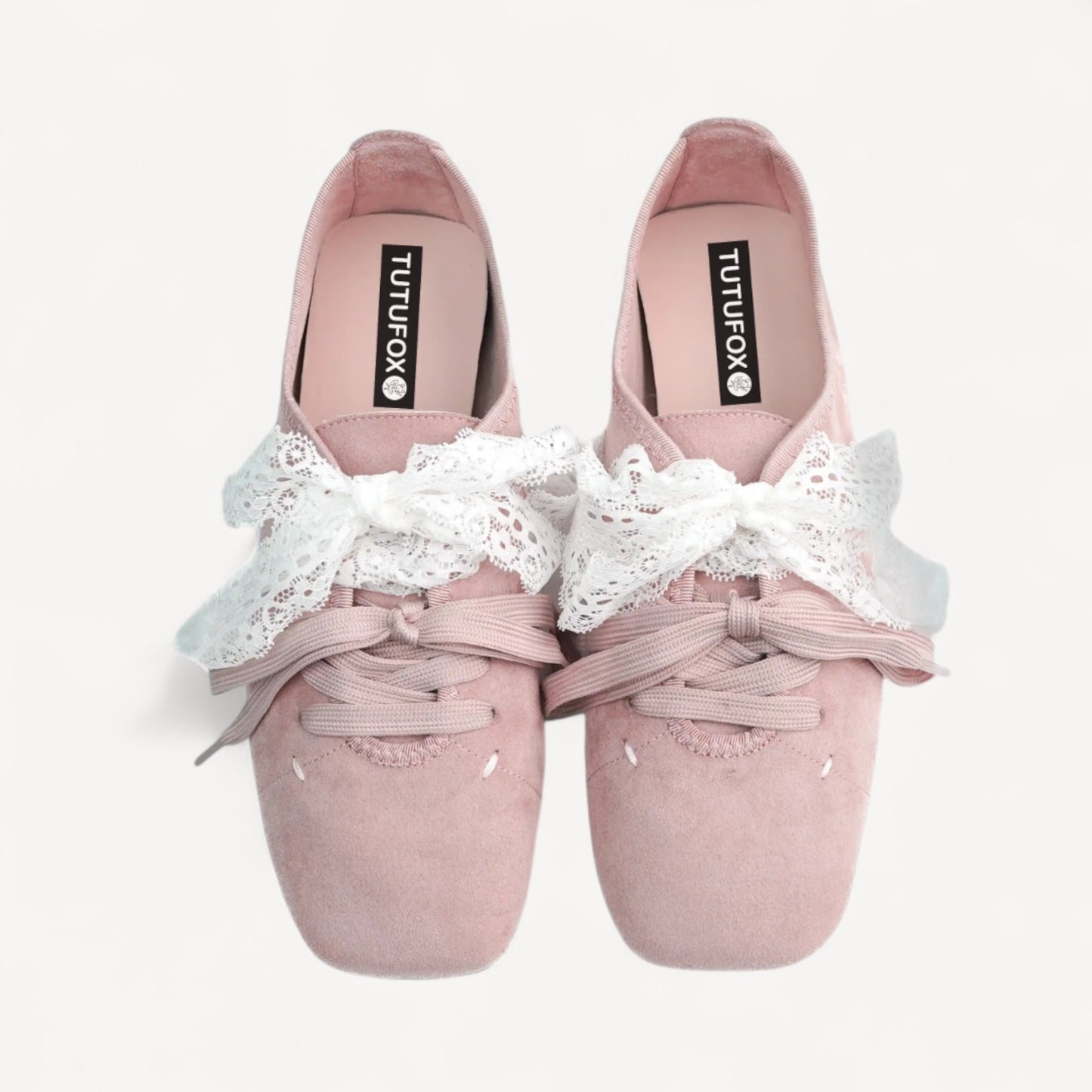 Sky Blue Suede Lace Strap Ballet Flats
