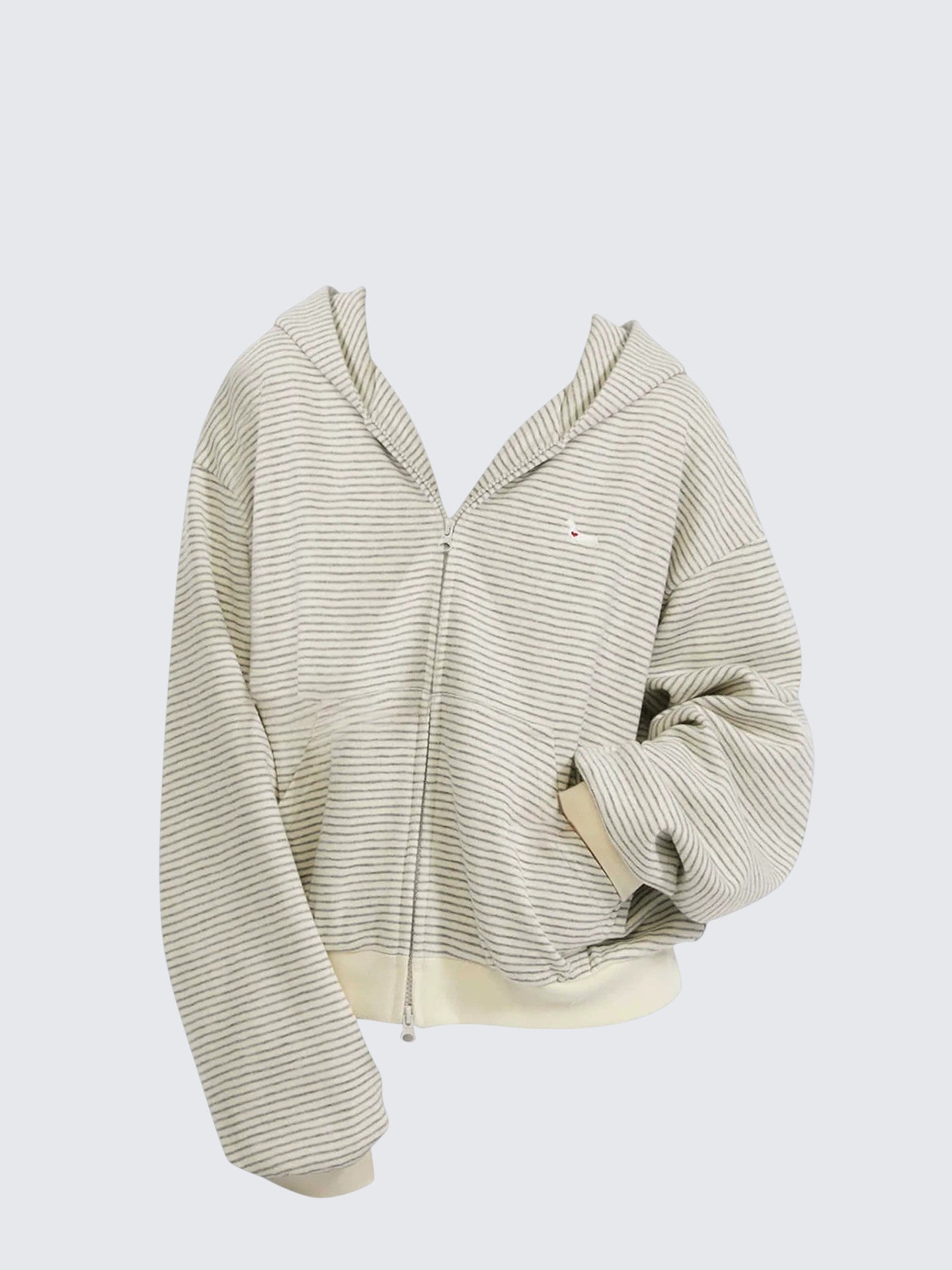 Korean Relaxed Stripe Hoodie Cardigan