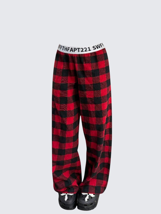 American Vintage Red Check Pants