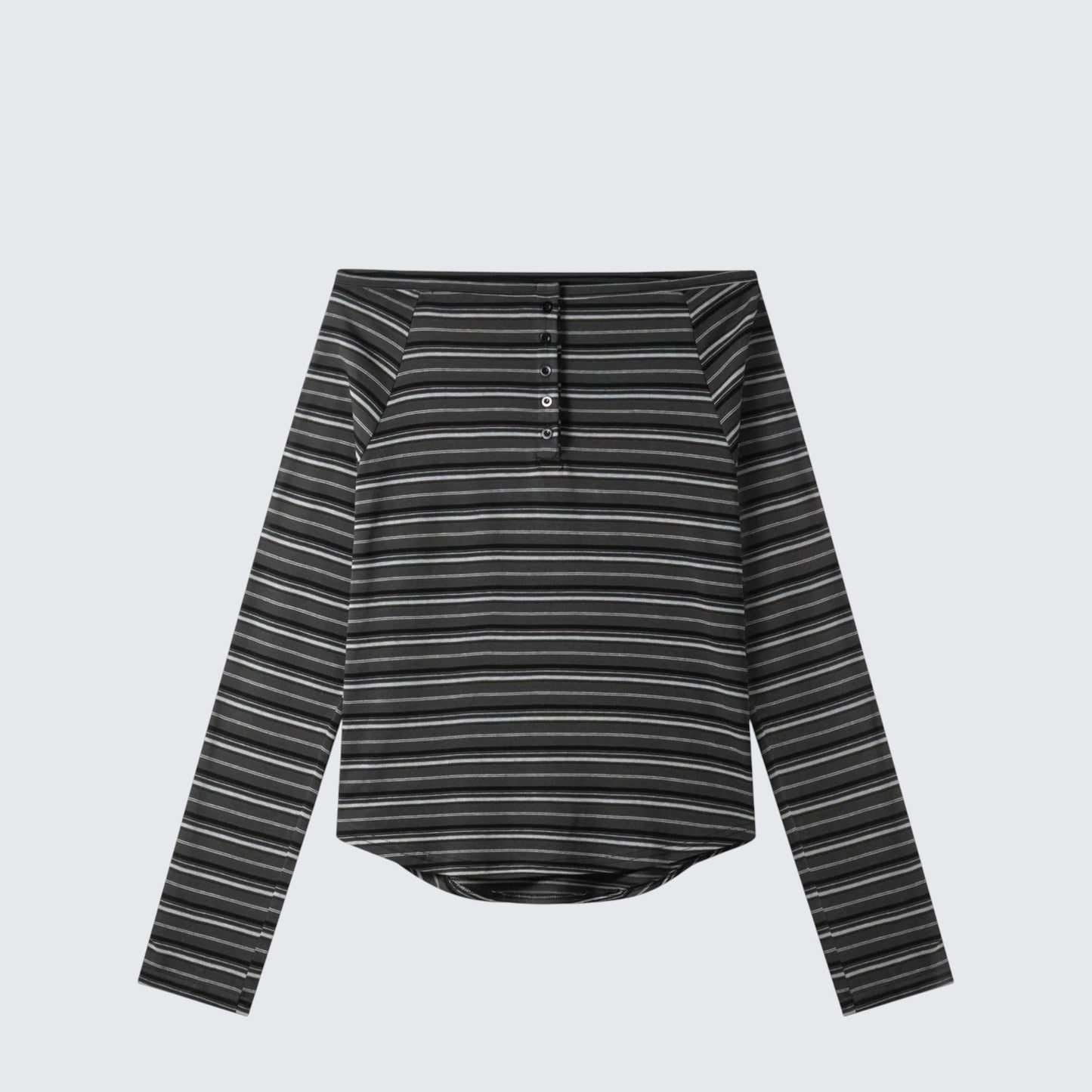 Korean Vintage One-Shoulder Stripe Tee