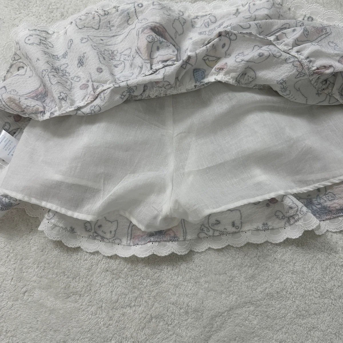 Zip & Cat Print Puff Cake Skirt Subculture Y2K E-girl Anime Cute High-Waisted A-line Fluffy Skirt