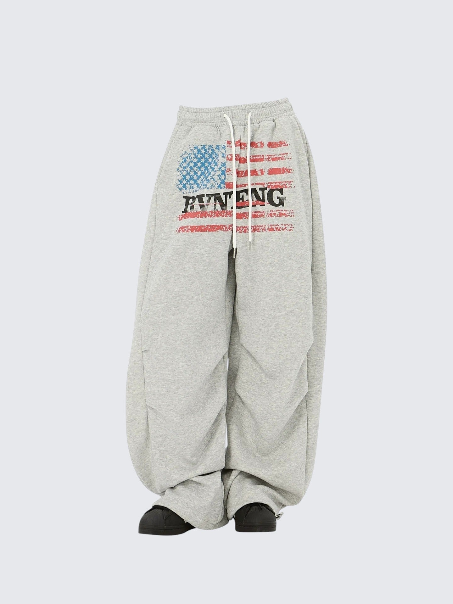 American Letter Print Wide Leg Sweatpants