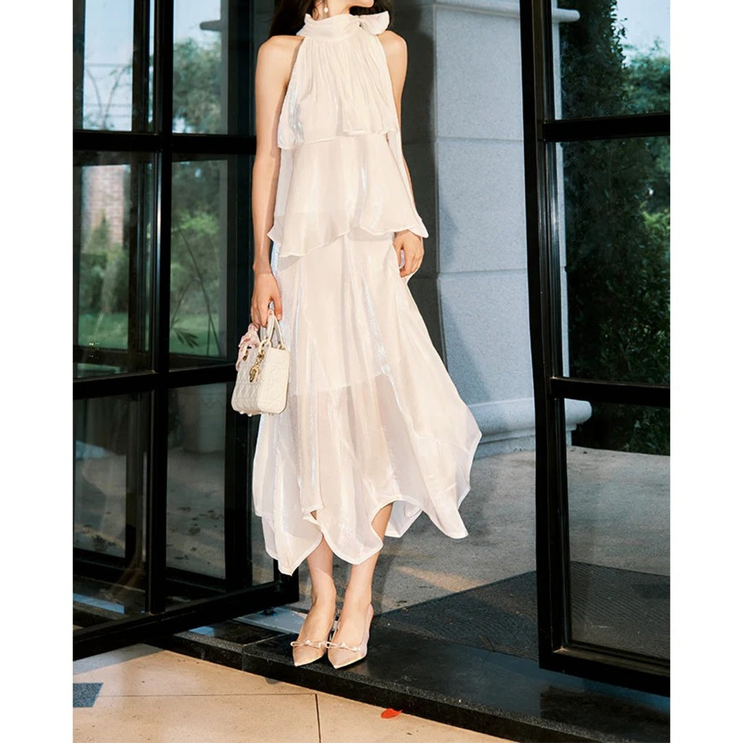 French Halter Waist-Fitted Ruffle Set – Summer Elegant Outfit