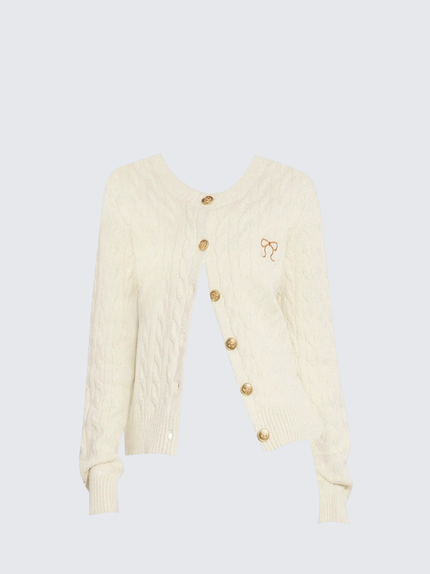 Bow Embroidered Cable Knit Sweater Women