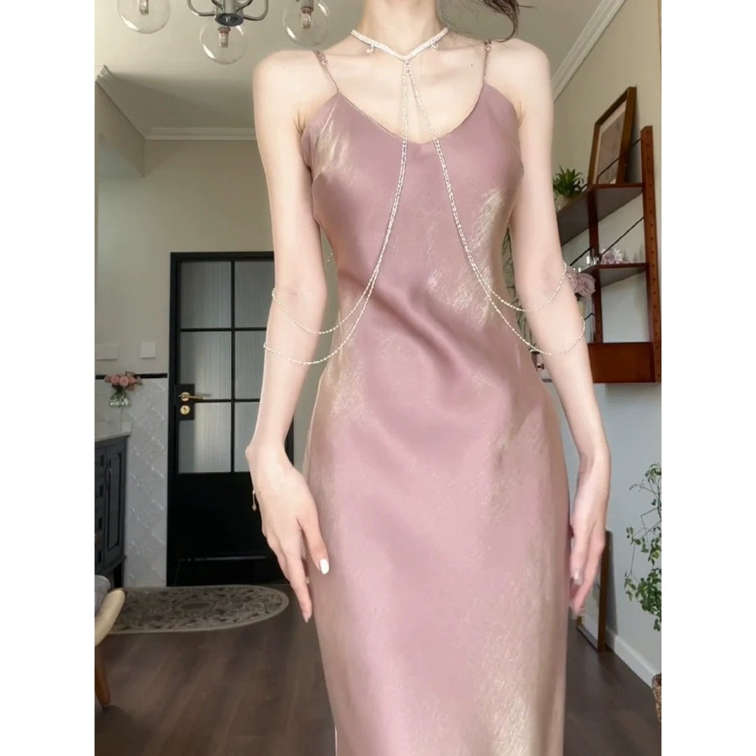 Tuscany Sun V-Neck Halter Gown Dress