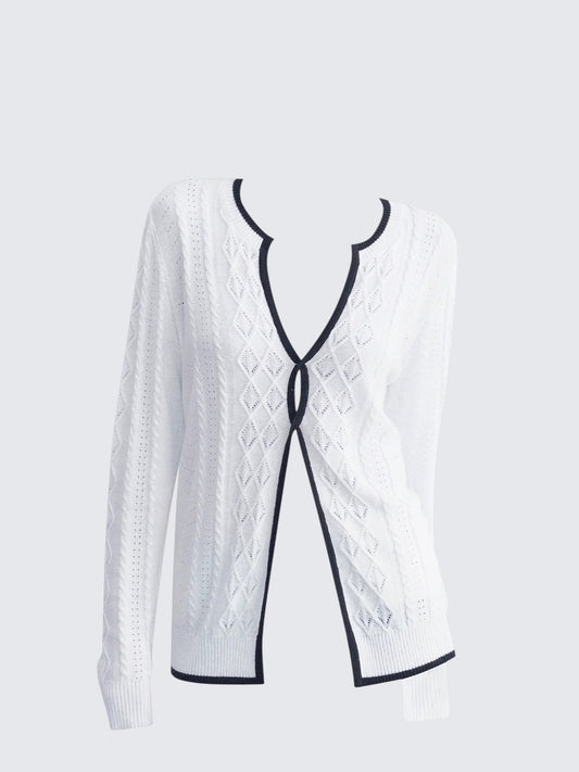 Hollow Tie Front Knit Cardigan Women