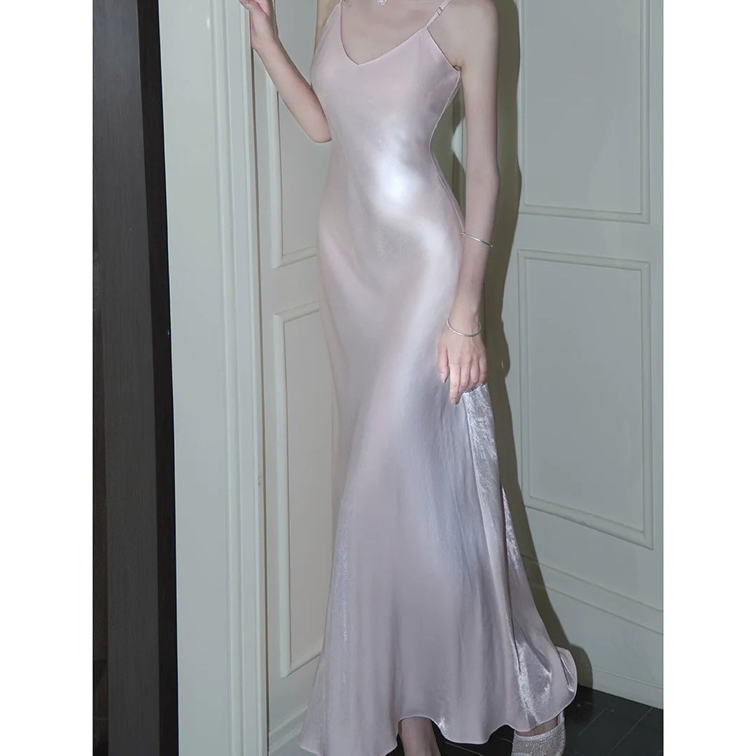 French Pink Asymmetrical Mermaid Gown Dress – Elegant Evening Dress