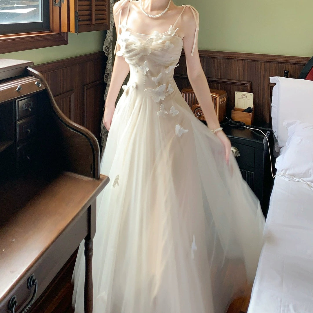 Butterfly Tulle Halter Gown Dress