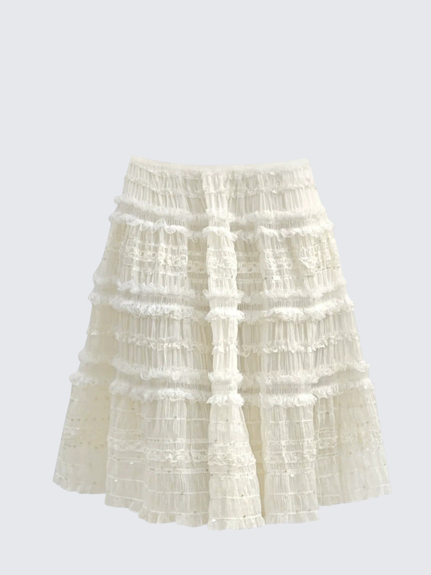 French Lace Pleated A-Line Skirt