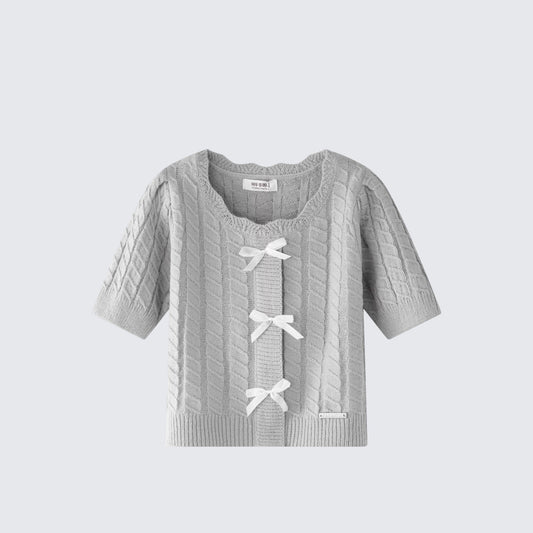 Cable Knit Short Sleeve Top