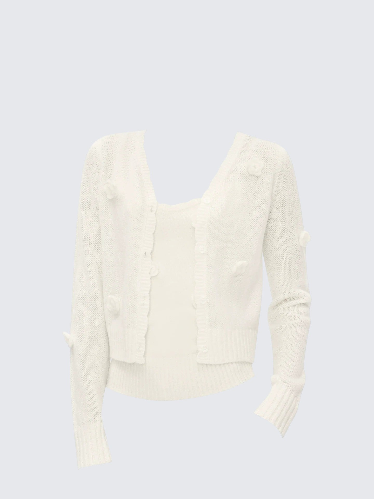 Floral Knit Cardigan Two-Piece Set Women