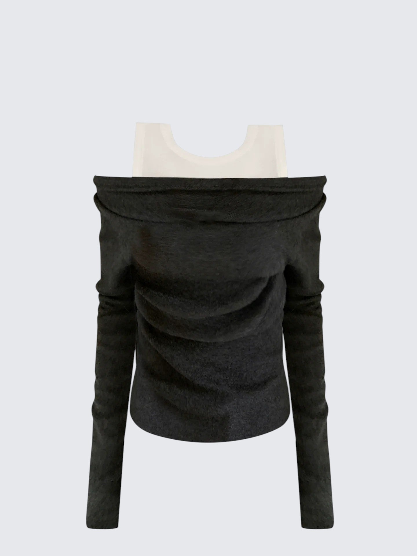 Korean Halter Off Shoulder Layered Knit Top Women