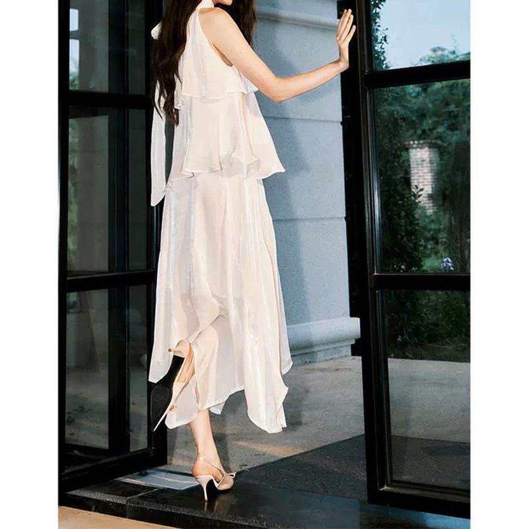 French Halter Waist-Fitted Ruffle Set – Summer Elegant Outfit