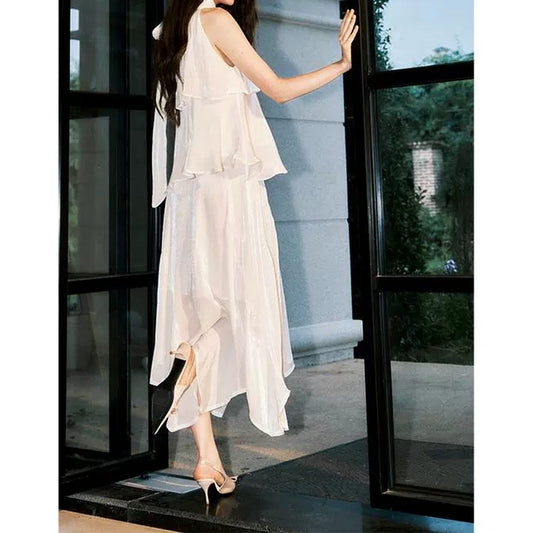 French Halter Waist-Fitted Ruffle Set – Summer Elegant Outfit