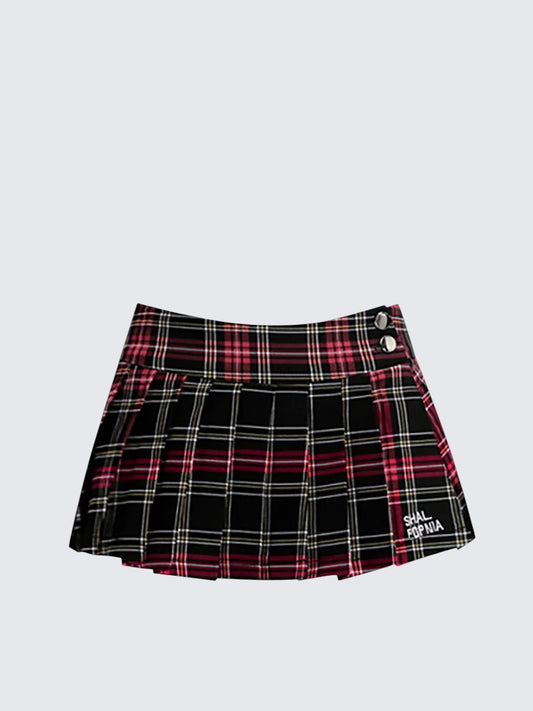 American Pleated Check Skirt