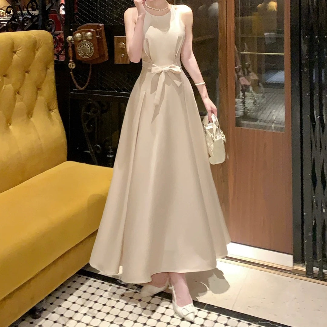 French Butterfly Satin Spaghetti Strap Gown Dress