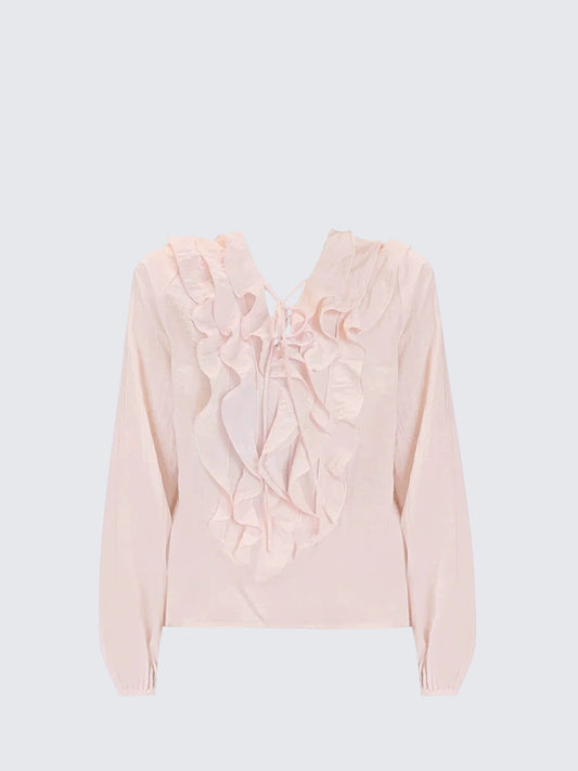 French Lotus V-Neck Blouse