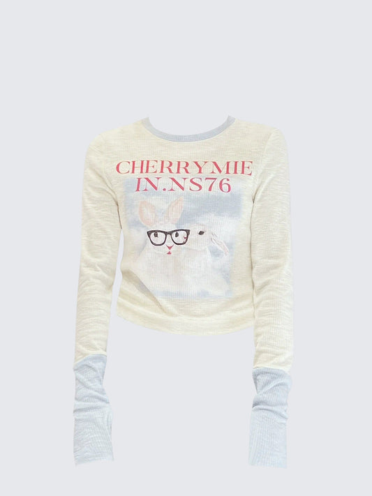 Contrast Print Long Sleeve Tee Women