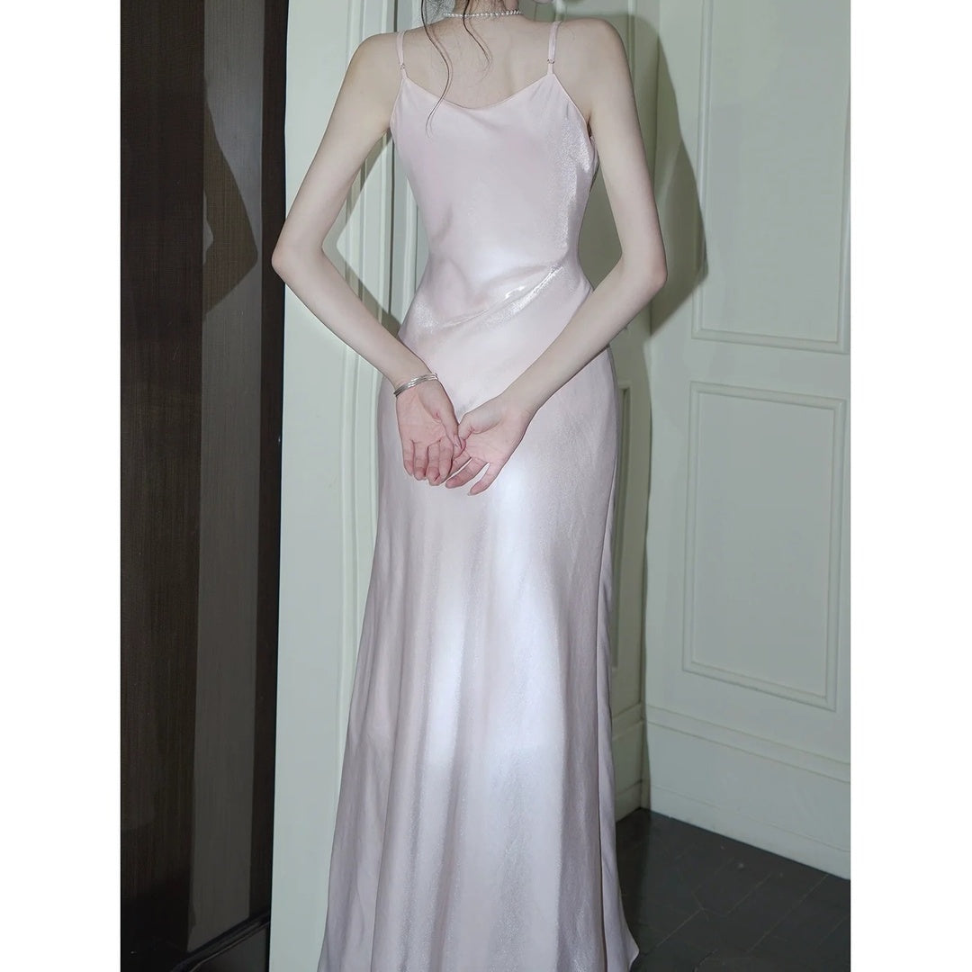 French Pink Asymmetrical Mermaid Gown Dress – Elegant Evening Dress