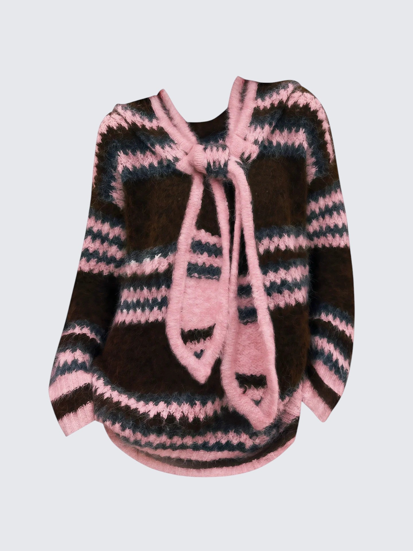 Layered Hooded Knit Sweater