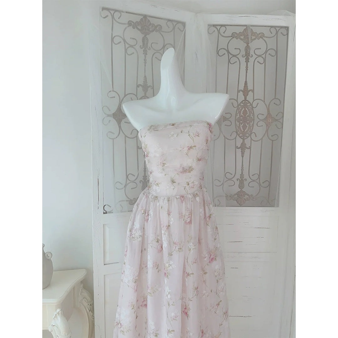 Floral Tale Strapless Floral Removable Strap Gown Dress