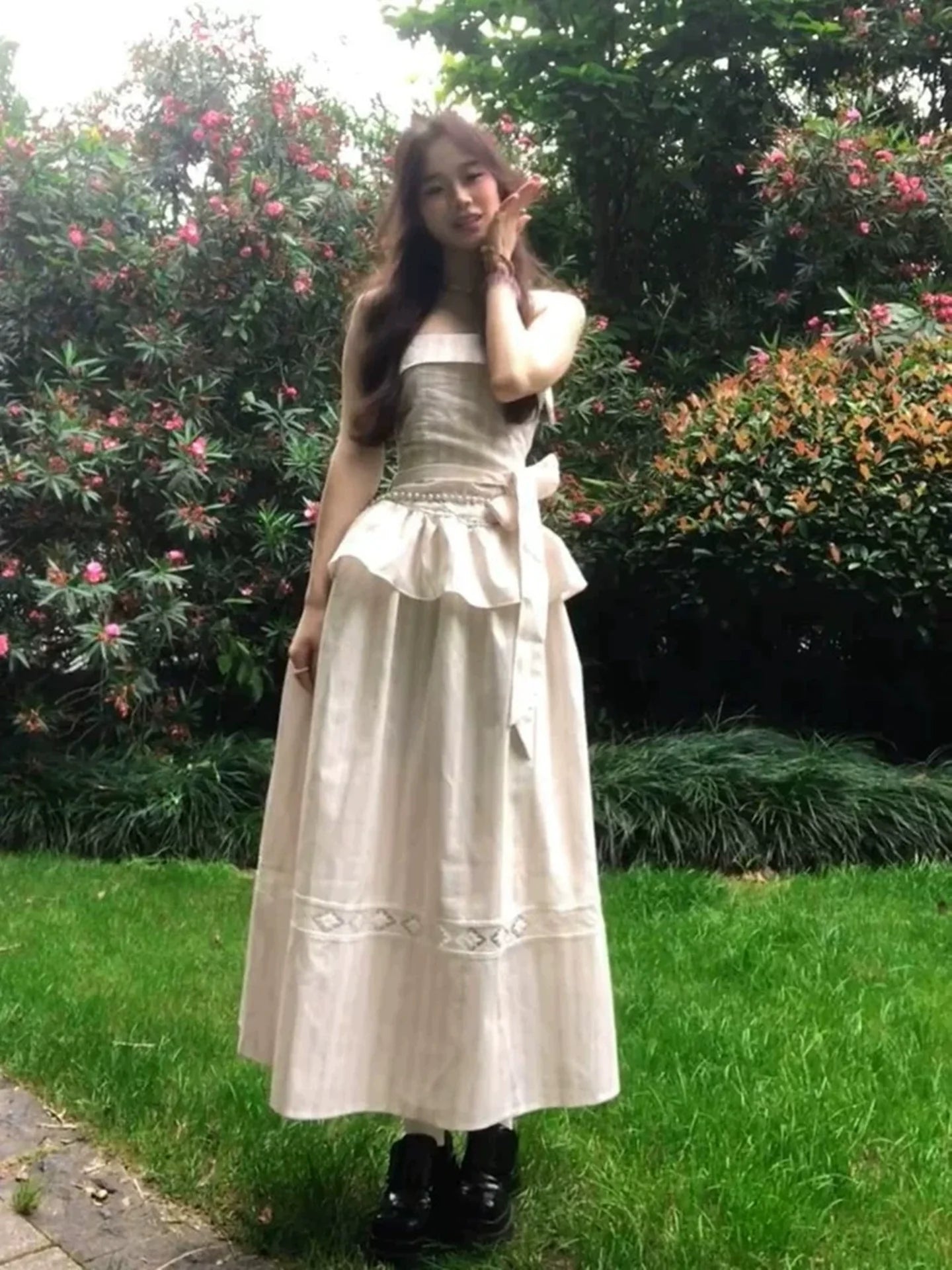 Sweet Pink Stripe Tube-Top Slip Dress for Vacation