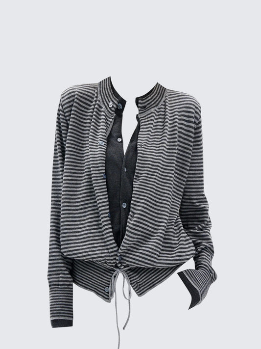 American Linen Cotton Stripe Layered Knit