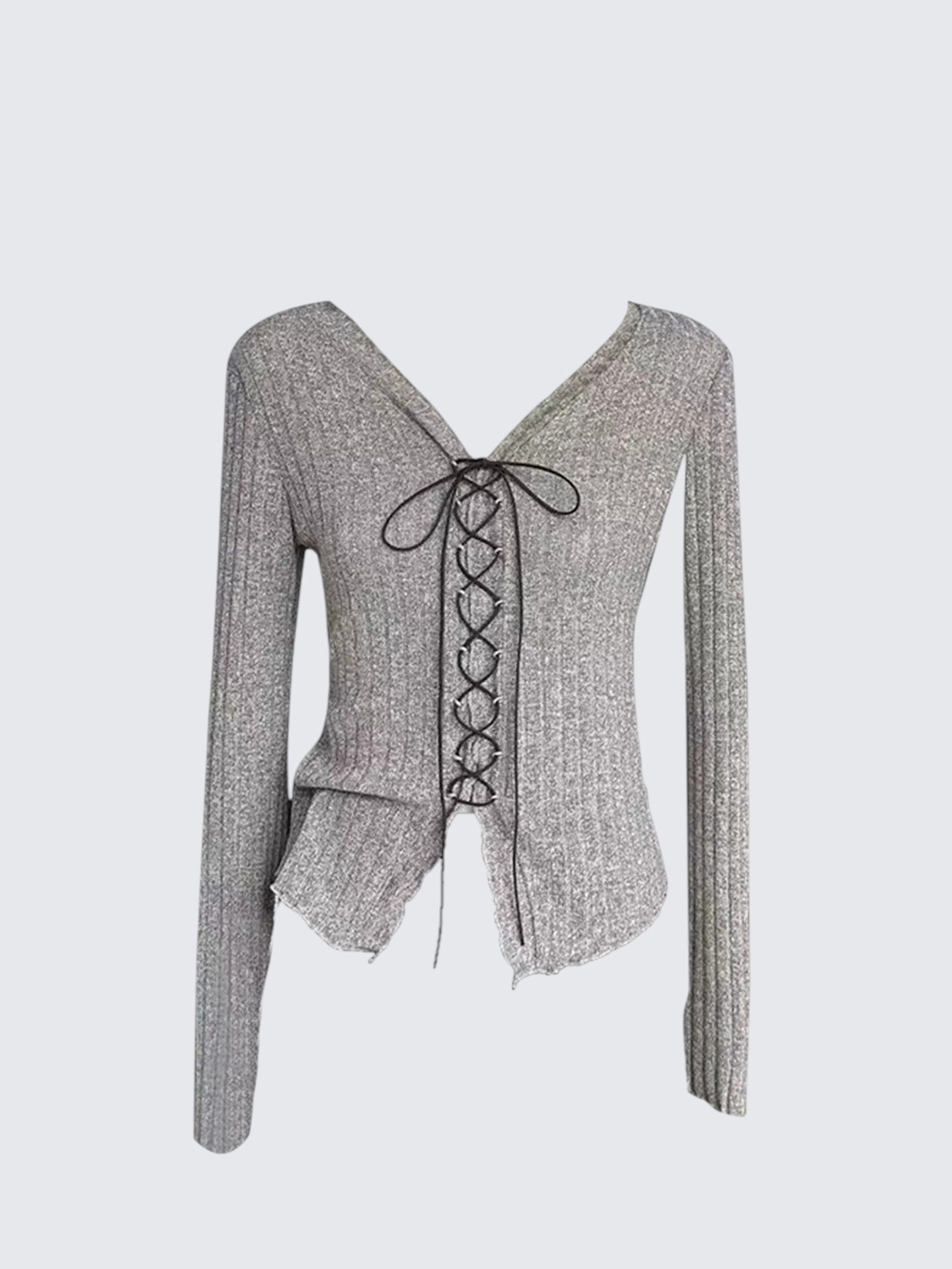 Korean Ruffle Long Sleeve Knit Top