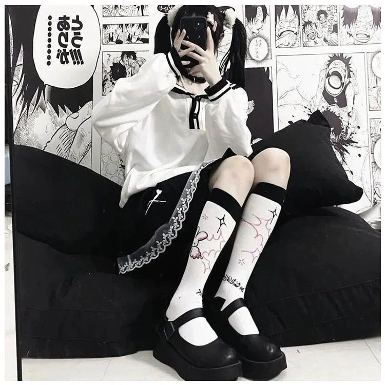 Black Y2K Embroidered Skull High-Waist Tulle Skirt