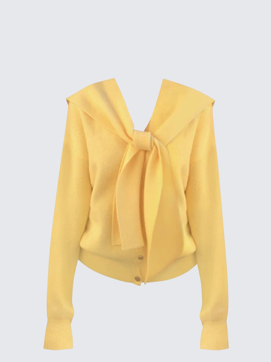 Yellow Soft Knit Cardigan Set